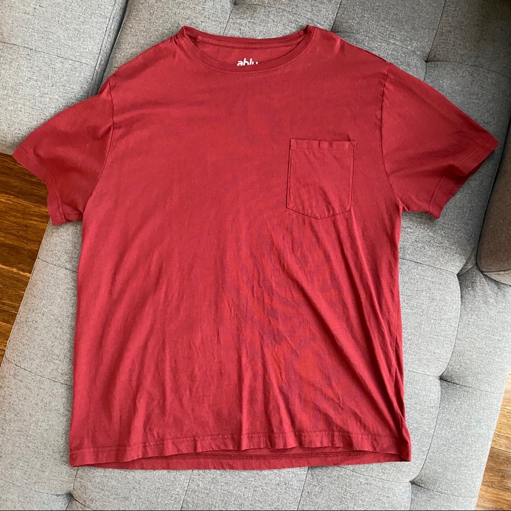 Ably Bradley Mens Crew Neck Pocket Tee Red